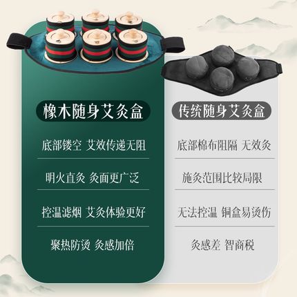 艾灸盒随身灸家用腹部腰部微烟熏蒸仪全身通用实木制工器具无烟包
