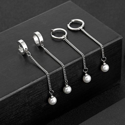 极速1 Pc Single Women's Stainless Steel 5.9cm Chain Pearl