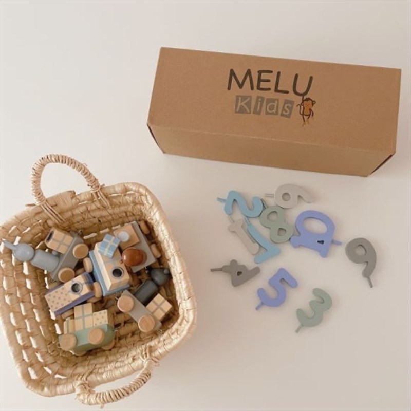 儿童过家家玩具男女孩节日仪式感糖果火车木制积木数字拼装车玩具