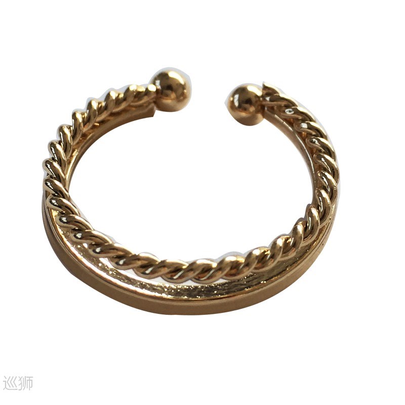 Simple metal stripe double layer ring with beautiful tempera 3C数码配件 手机支架/手机座 原图主图