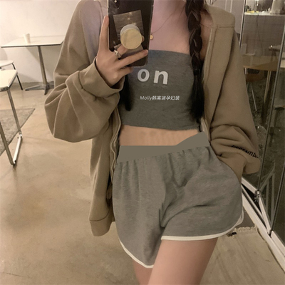 孕妇低腰阔腿短裤夏季外穿薄款时尚休闲运动打底直筒阔腿短裤黑色