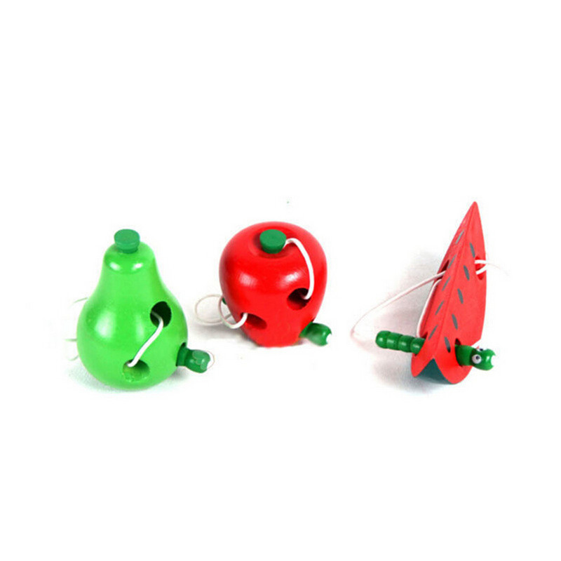 厂家New Montessori Toys Fun WoodBen Toy Worm Eat Fruit pear