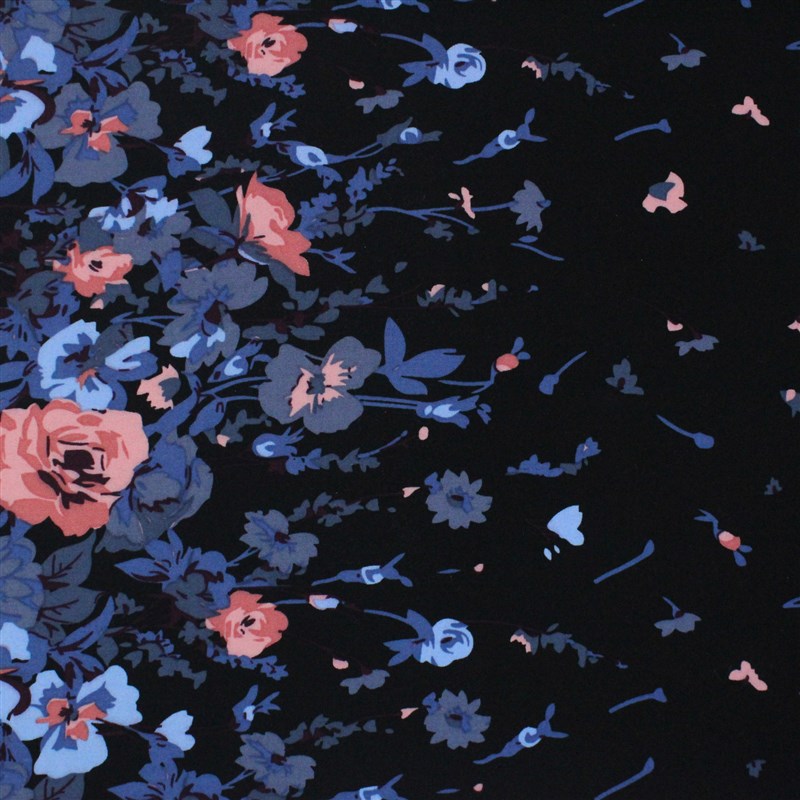 3024人造棉30*30/68*68黑底小碎花定位印花连衣裙 衬衫服装面料