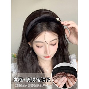 全真发发箍假发女长发云朵烫高颅顶一体头顶假发半头套直发假发片