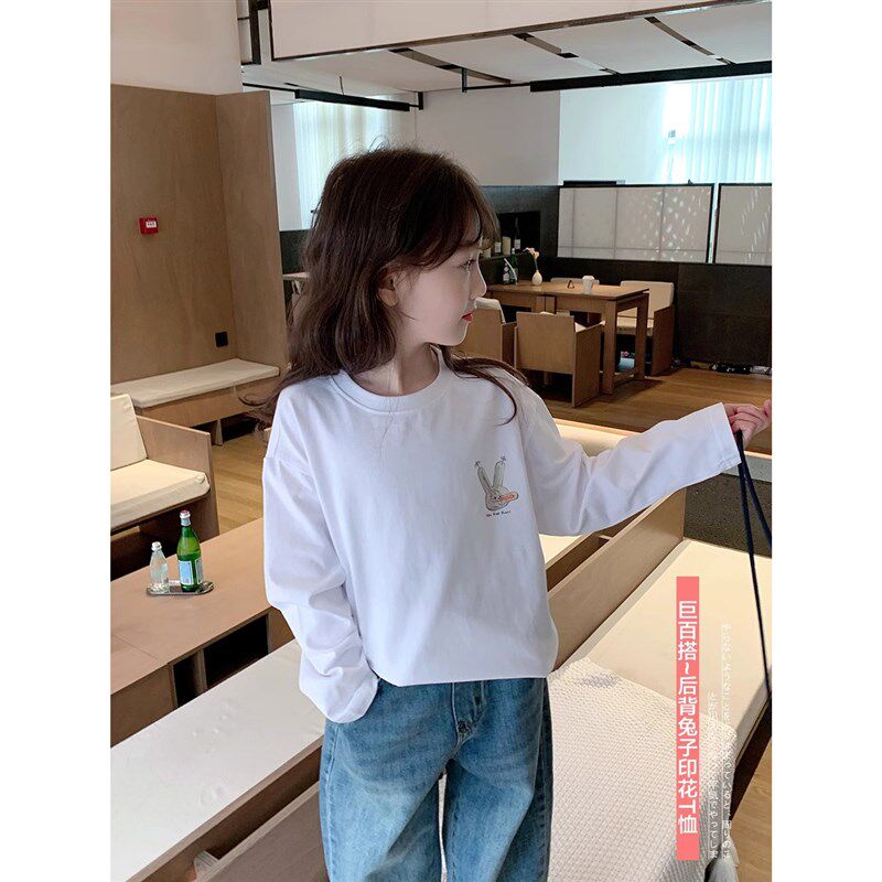 热销女童休闲长袖T恤春秋季新款韩版儿童清新洋气女宝宝时髦打底