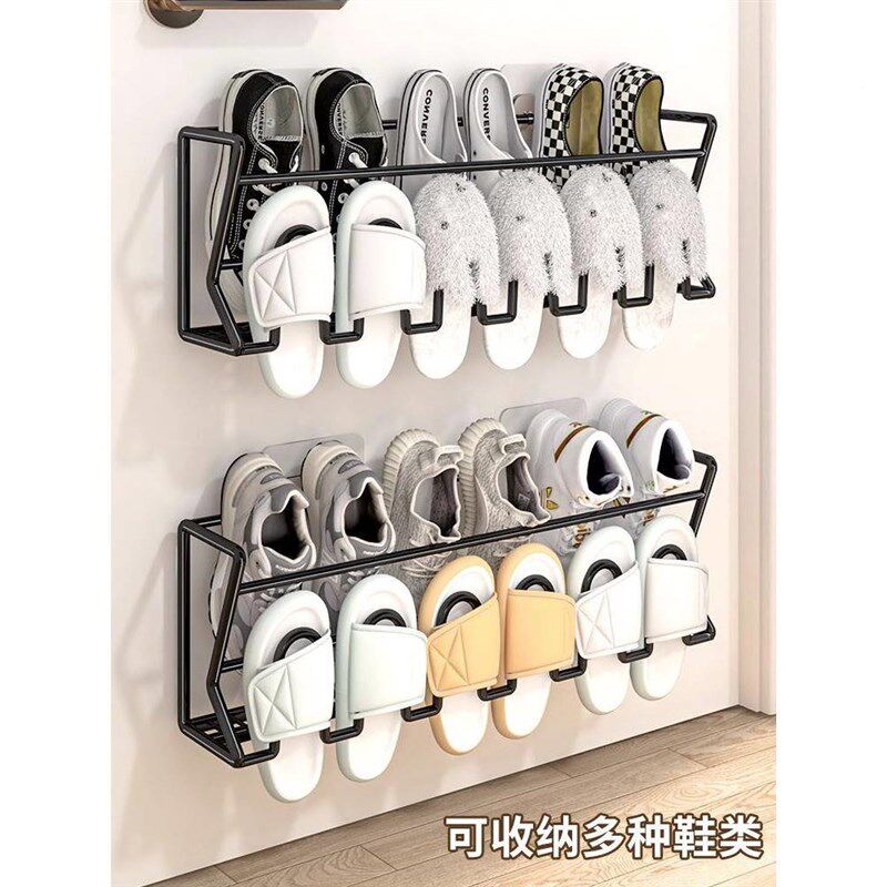 鞋架挂用门口简易收纳神孔器卫生间浴室门壁后放拖鞋44免家打置物