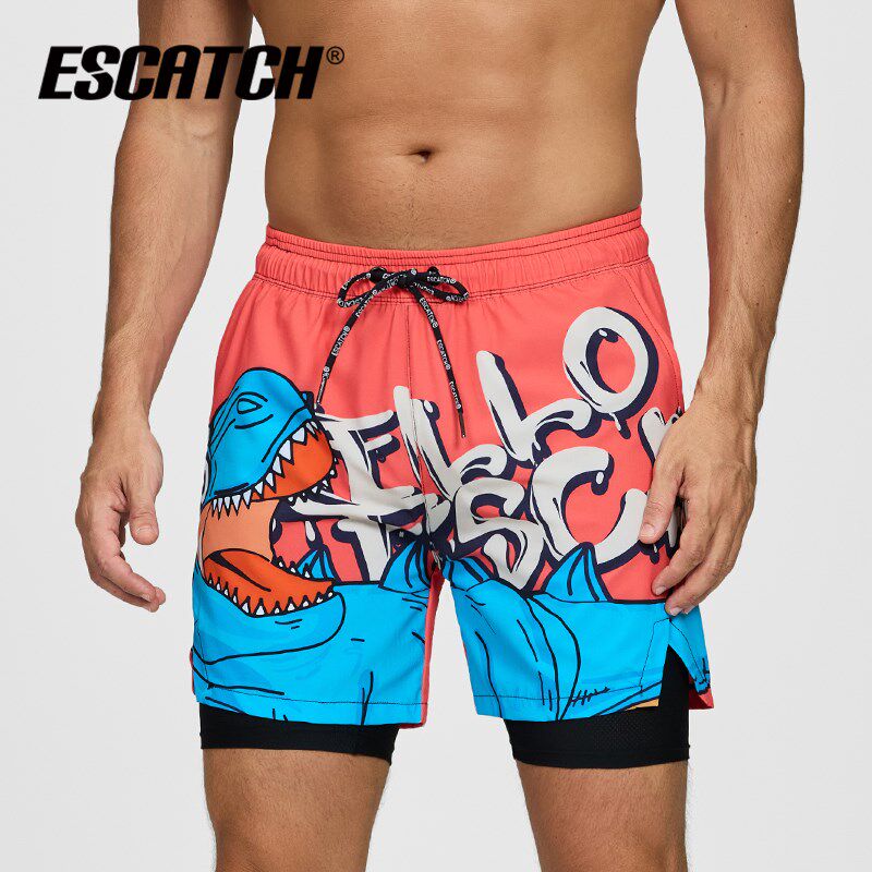 泳裤男士双层速干防尴尬可下水游泳裤海边沙滩裤泡温泉泳衣套装