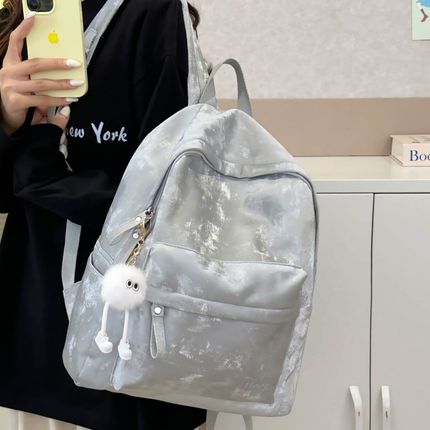时尚百搭PU软皮书包女大学生上课通勤背包小众设计感旅行双肩包男