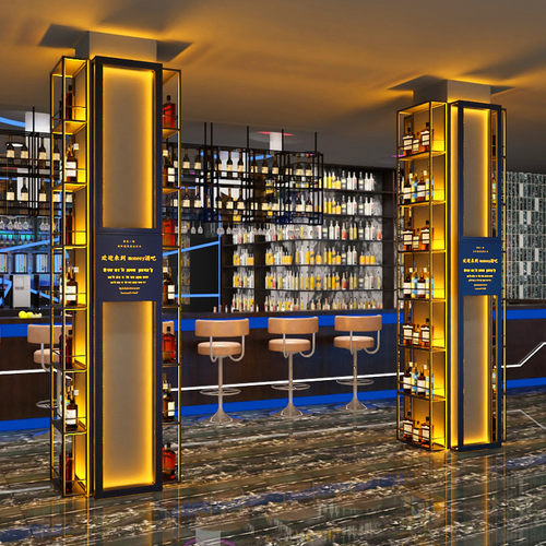 红酒架铁艺发光酒架酒柜酒吧餐y厅柱子靠墙置物架隔断展示架啤酒