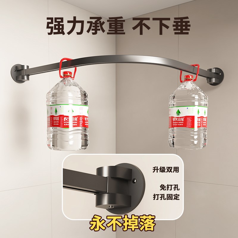 弧形滑轨浴帘杆浴室折叠防水免打孔卫生间洗澡T淋浴隔断帘L型