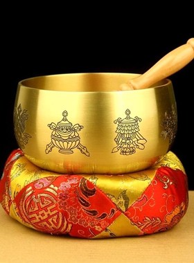 法器佛音转e经碗修行钵盂佛堂家用台湾引磬加厚纯铜日式八吉祥铜