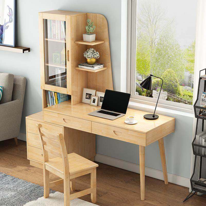 清仓纯实木书桌书架组合简约卧室书柜书桌一体家用学生儿童松木学