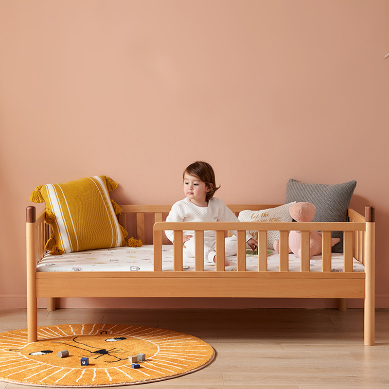实木榉木儿童床拼接床婴儿床拼接大床加宽床单人男孩宝宝床边小床