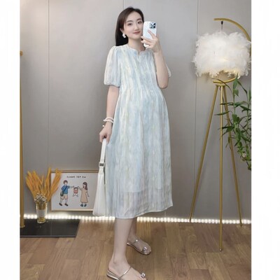 孕妇夏装连衣裙2024新款夏款小个子宽松高级感好看长款哺乳衣冰丝