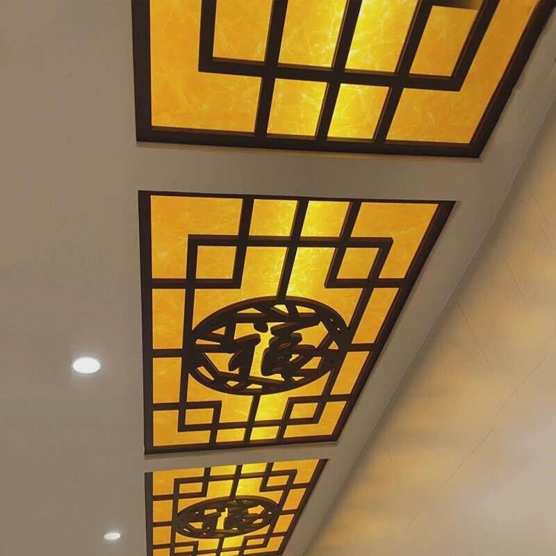 走廊吊顶天花板装饰花格镂空中式pvc镂空雕花板背景墙通花板格栅