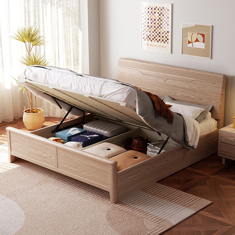 白蜡木实木床全实木1.5m床现代简约北欧1米8大床可储物原木风家具