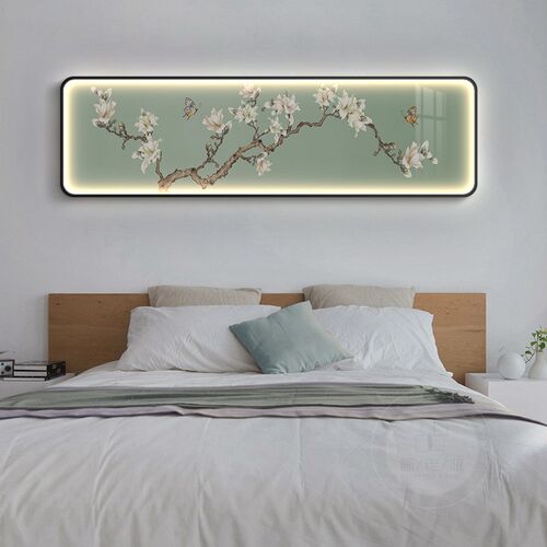 新中式喜上眉梢卧室床头装饰画禅意花鸟沙发茶室背景墙横幅挂画