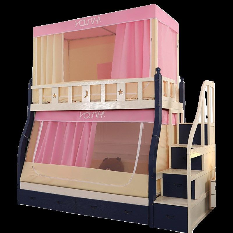 梯形高低床母子床蚊帐上下铺1.8米1.5m1.3遮光双层母子床带书架,床上用品,蚊帐,淘宝优惠券,粉丝福利购,淘宝优惠卷