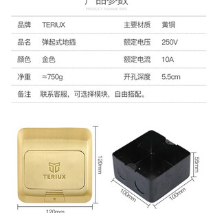 特瑞克斯地插座弧形阻尼全铜防水地面插座五孔地插隐藏式地插座