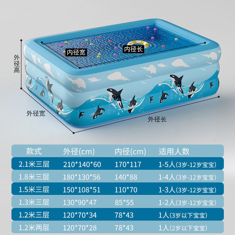 充气游泳池儿童家用宝宝婴儿小孩玩具大型户外家庭戏水池夏天洗澡