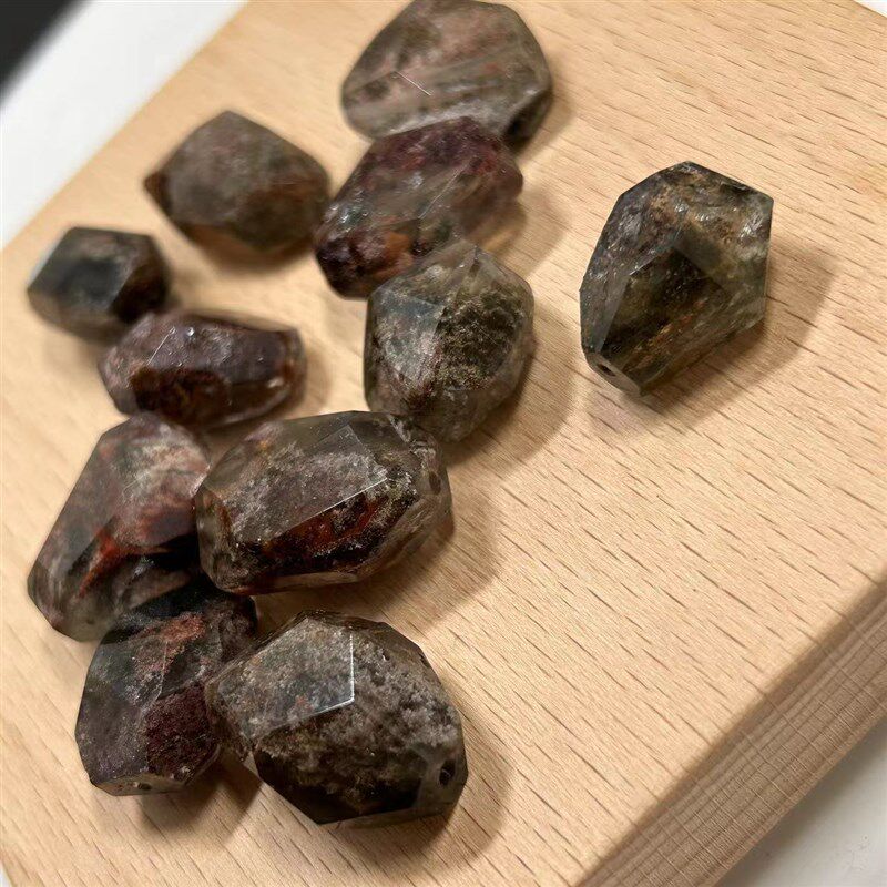 天然彩绿幽灵随形原石不规则单珠子散珠diy配珠文玩手链手串配件