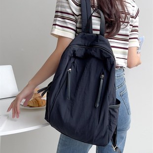 日韩简约森系尼龙双肩包包女背包学生大容量书包2023新款休闲背包