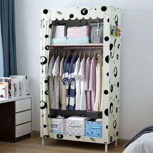 简易衣柜出租房用布艺简约现代卧室经济型单人组装 加固家用布衣柜