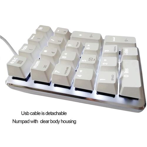 21 Keys White Backlit Mechanical Numeric Keypad Numpad with