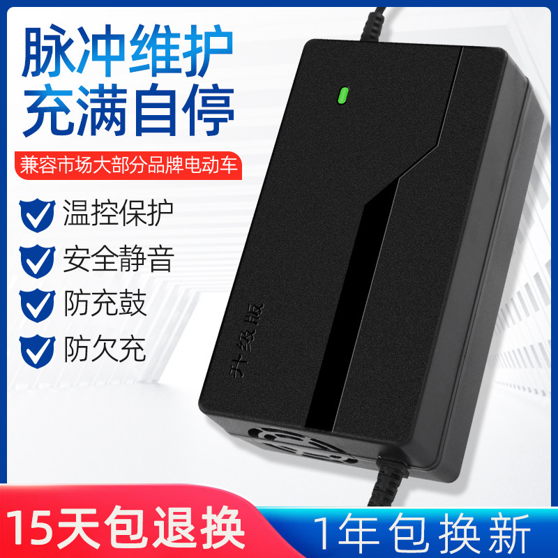 绿源电动车电瓶充电器48v12ah60v20ah72v80v84v96v2t两孔接口
