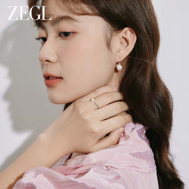 新品ZEGL法式淡水珍珠耳环女2024年新款潮925银耳钉气质高级感耳