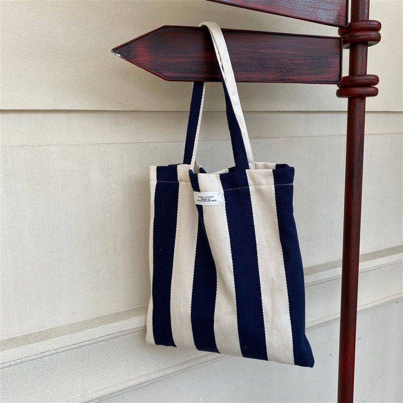 包包女单肩帆布包条纹方形大容量购物袋简约百搭韩版小清新布袋潮,箱包皮具/热销女包/男包,通用款女包,淘宝优惠券,粉丝福利购,淘宝优惠卷