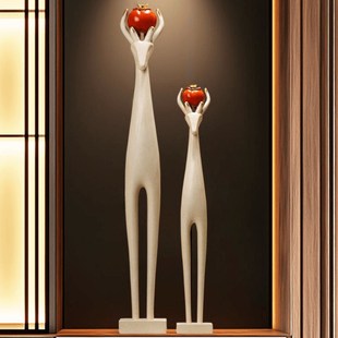 艺术鹿大摆件入户玄关旺宅家居装饰客厅电视柜瘦细长竖高级工艺品