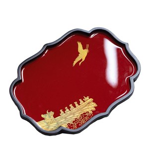 竹制托盘国潮小茶盘茶海中式干泡台国风茶奉红宫殿喜庆仿大漆壶承