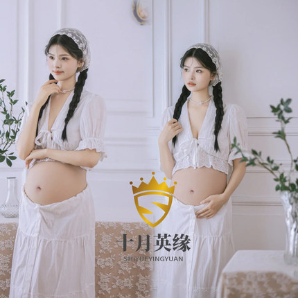 新款孕妇拍照服装影楼主题写真服饰法式田园风少女风孕期摄影衣服