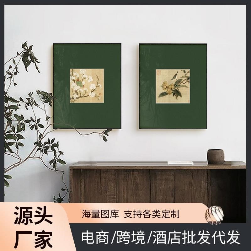 黑色中古风客厅装饰画玄关背景墙法式复古软装挂画卧室蝴蝶兰壁画图片