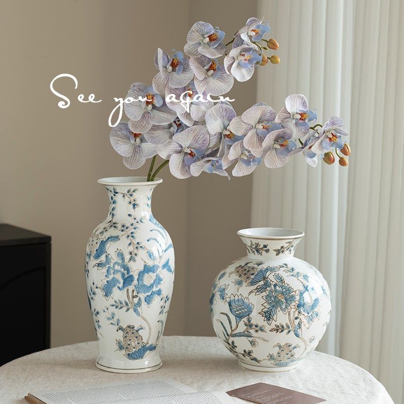 宋代美学青花瓷花瓶高级感复古陶瓷新中式客厅电视柜插花玄关摆件,家居饰品,花瓶,淘宝优惠券,粉丝福利购,淘宝优惠卷