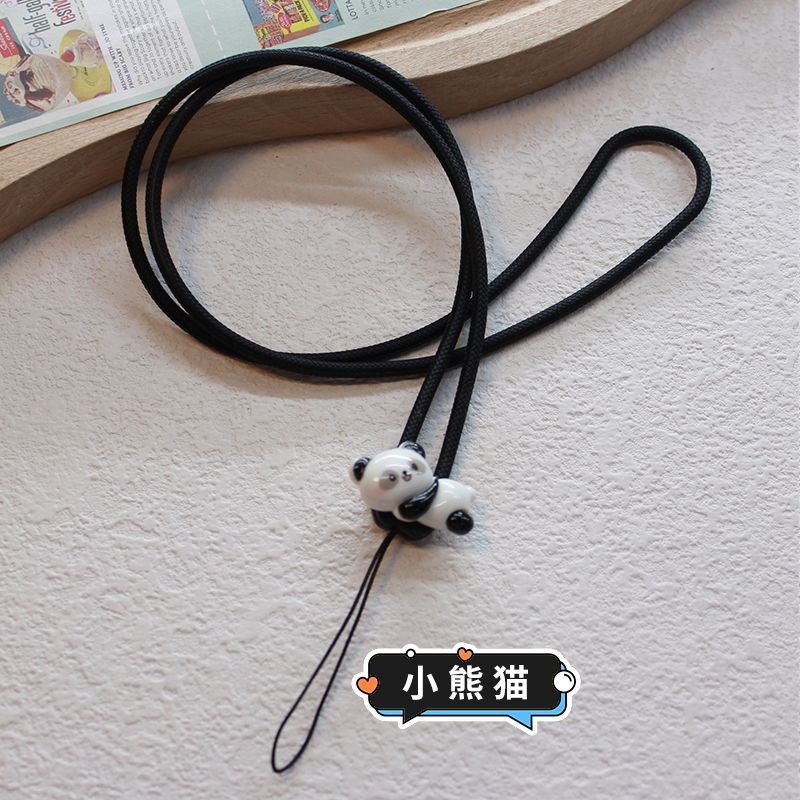 可爱卡通小动物挂脖子手机硅胶挂绳不勒脖听力机弹力防摔长款吊绳图片