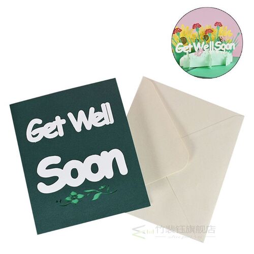 Get Well Soon Card Gift with envelope sticker cut invitation