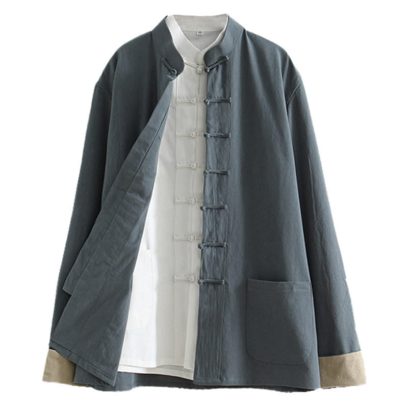 春秋棉麻新中式唐装中国风外套复古盘扣居士太Q极服中老年爸爸男,男装,唐装,淘宝优惠券,粉丝福利购,淘宝优惠卷