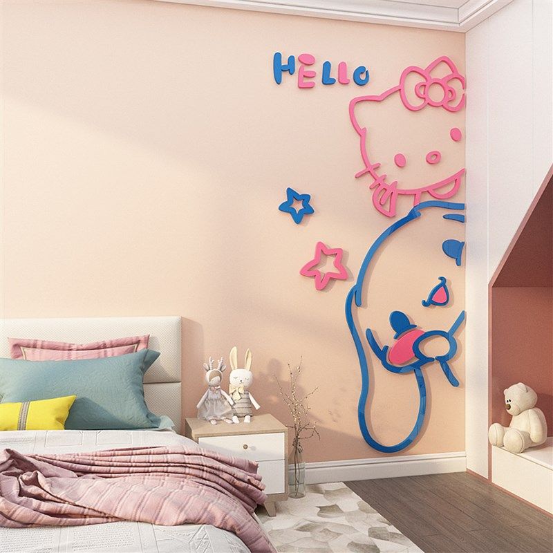 网红儿童房间布置装饰公主仔墙面用品卧室少女孩床头卡通贴纸壁画,家居饰品,文化墙贴,淘宝优惠券,粉丝福利购,淘宝优惠卷