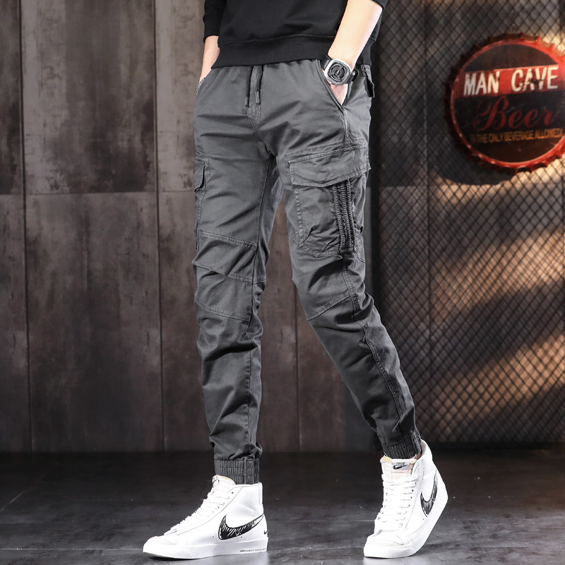 潮牌2023新款工装裤男ins超火束脚运动裤子男韩版潮流休闲小脚裤