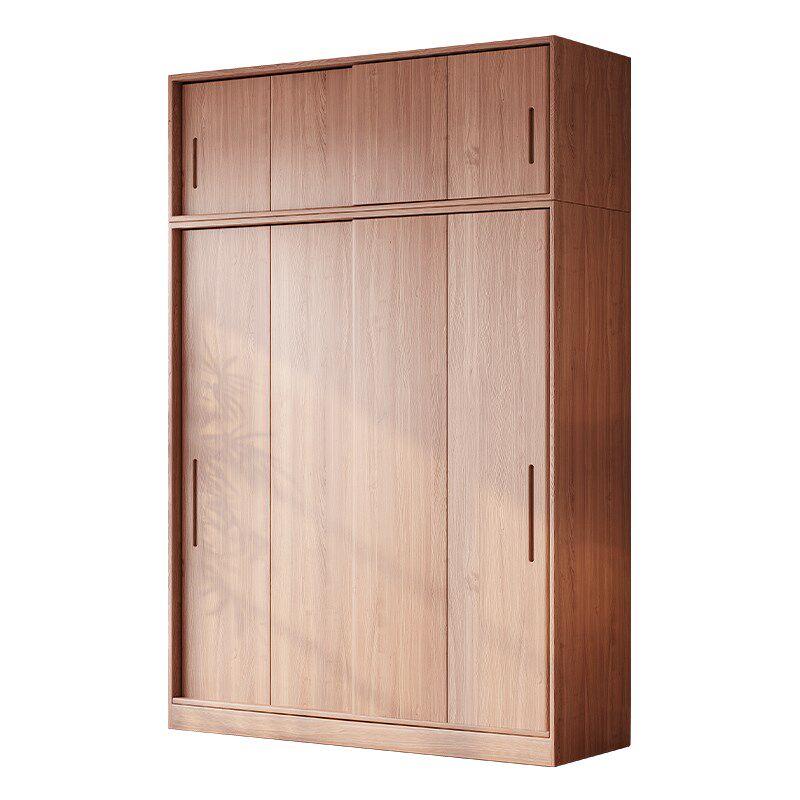 全实木衣柜现代简约卧室金丝红檀木推拉门衣橱收纳挂式落地移门柜