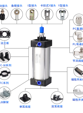 SC标准气缸小型气动32X40X50X63磁80伸缩100大全125大推力150重型