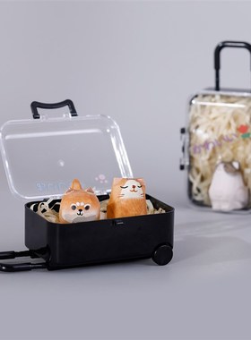带只小猫去旅行吧~木雕小狗猫咪摆件迷你行李箱可爱女生礼物