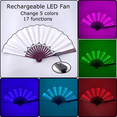 网红Folding LED Glowing Fan Luminous Party Fan Colorful Part