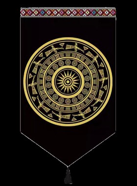 广西民族文化氛围装饰 壮族活动场景布置挂饰 壮锦布旗装扮吊旗