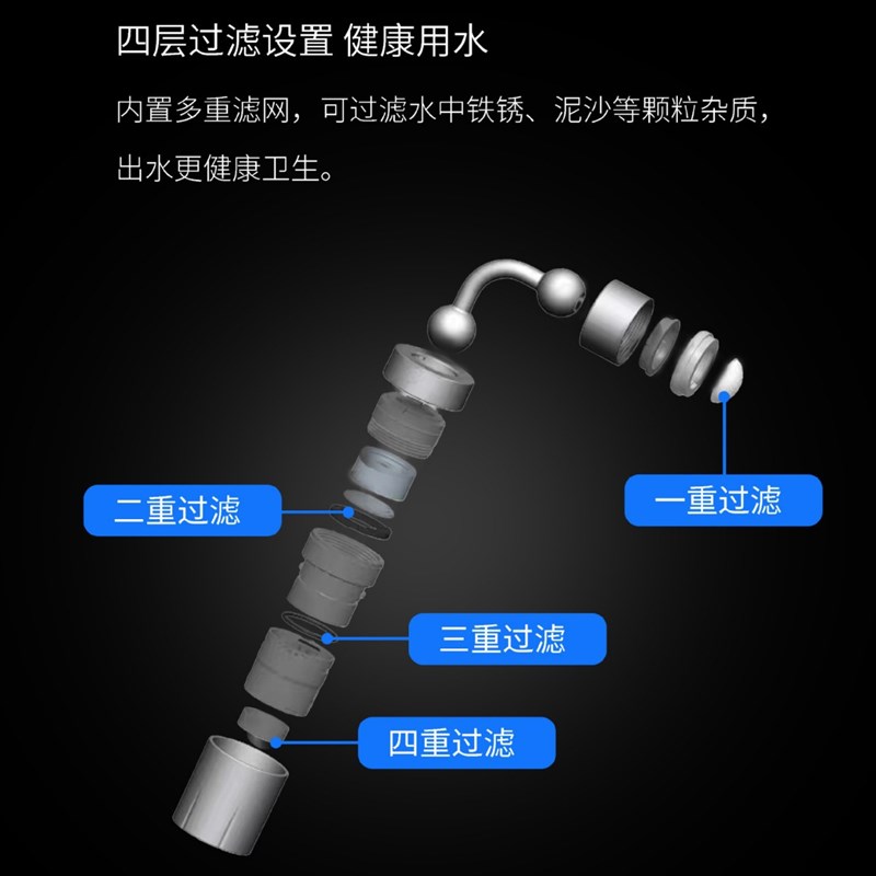 新款两功能起泡器厨房面盆水龙头C出水延伸头万向水嘴防溅头过滤