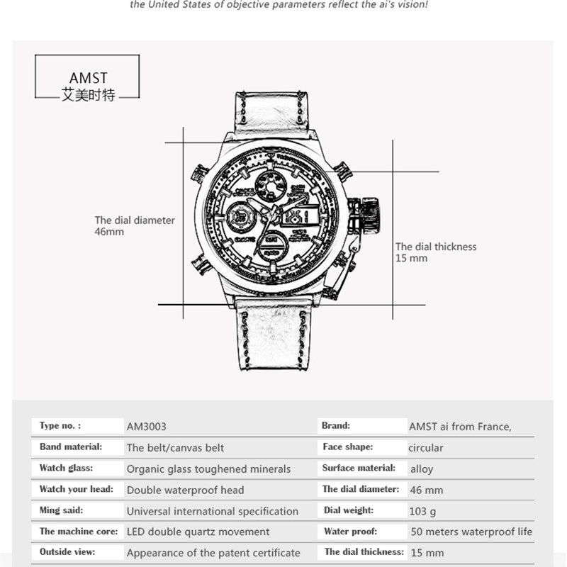 速发en Watches Luxury rand Dual Display our Analog Digital