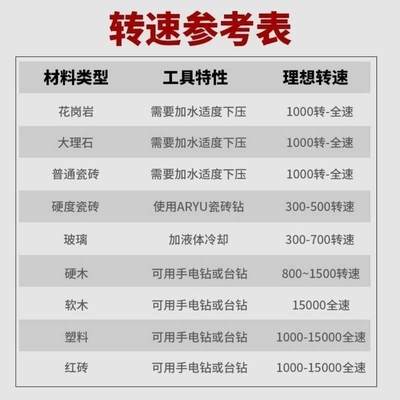 推荐冲击钻打瓷砖的专用钻头打孔6mm钻孔器干打干钻全瓷高硬度三