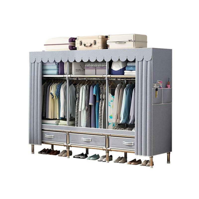 衣柜家用卧室钢架组装结实耐用简易布衣柜带抽屉新款2U024爆款衣,住宅家具,简易衣柜,淘宝优惠券,粉丝福利购,淘宝优惠卷